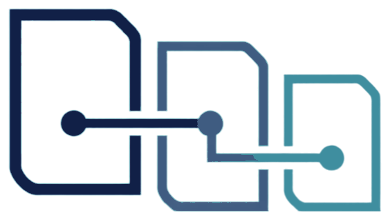 Ponik Process Symbol – drei verbundene Dokumente als Sinnbild für Prozessschritte